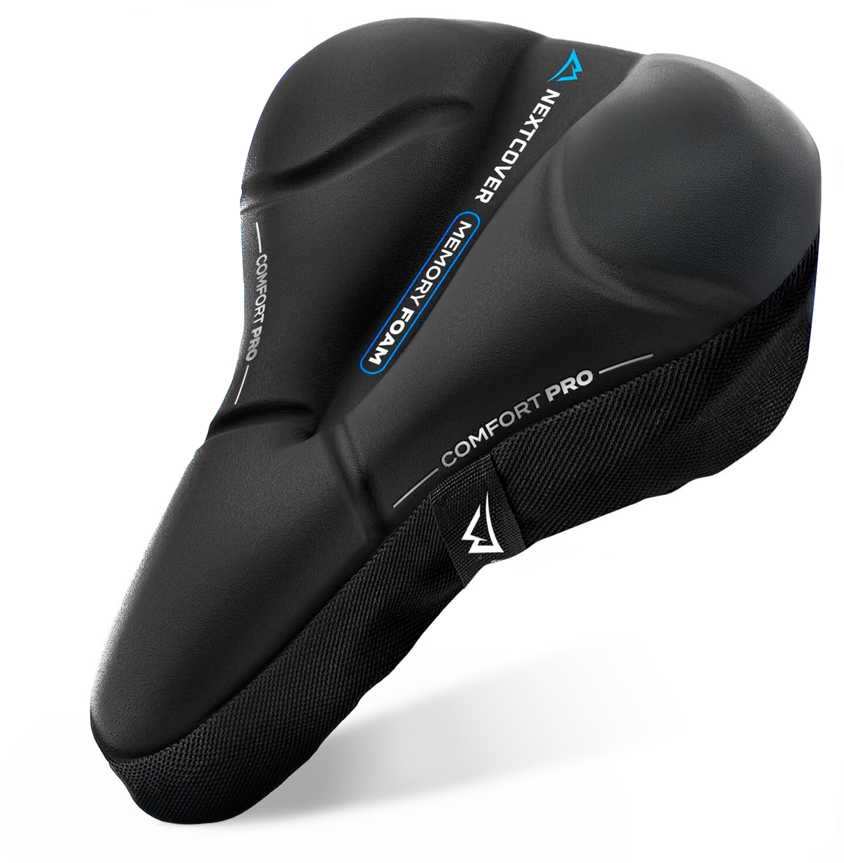 CoverPro Gelsattelbezug von Nextcover – ergonomisch geformter Fahrradsattelüberzug mit stoßdämpfendem Memory Foam und rutschfester Oberfläche für maximalen Komfort auf langen Strecken.