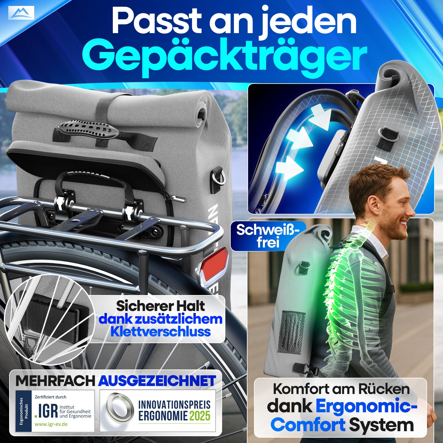 NextBag TPU 3in1 Fahrradrucksack - dein Begleiter für den Alltag