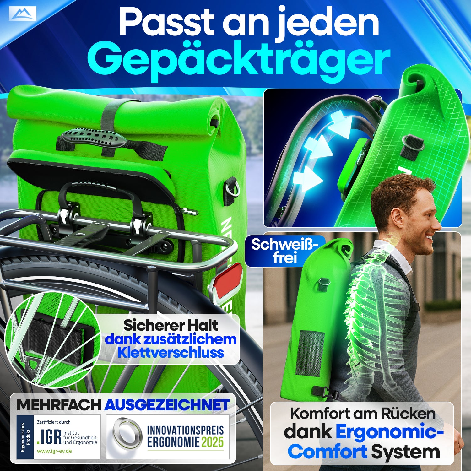 NextBag TPU 3in1 Fahrradrucksack - dein Begleiter für den Alltag