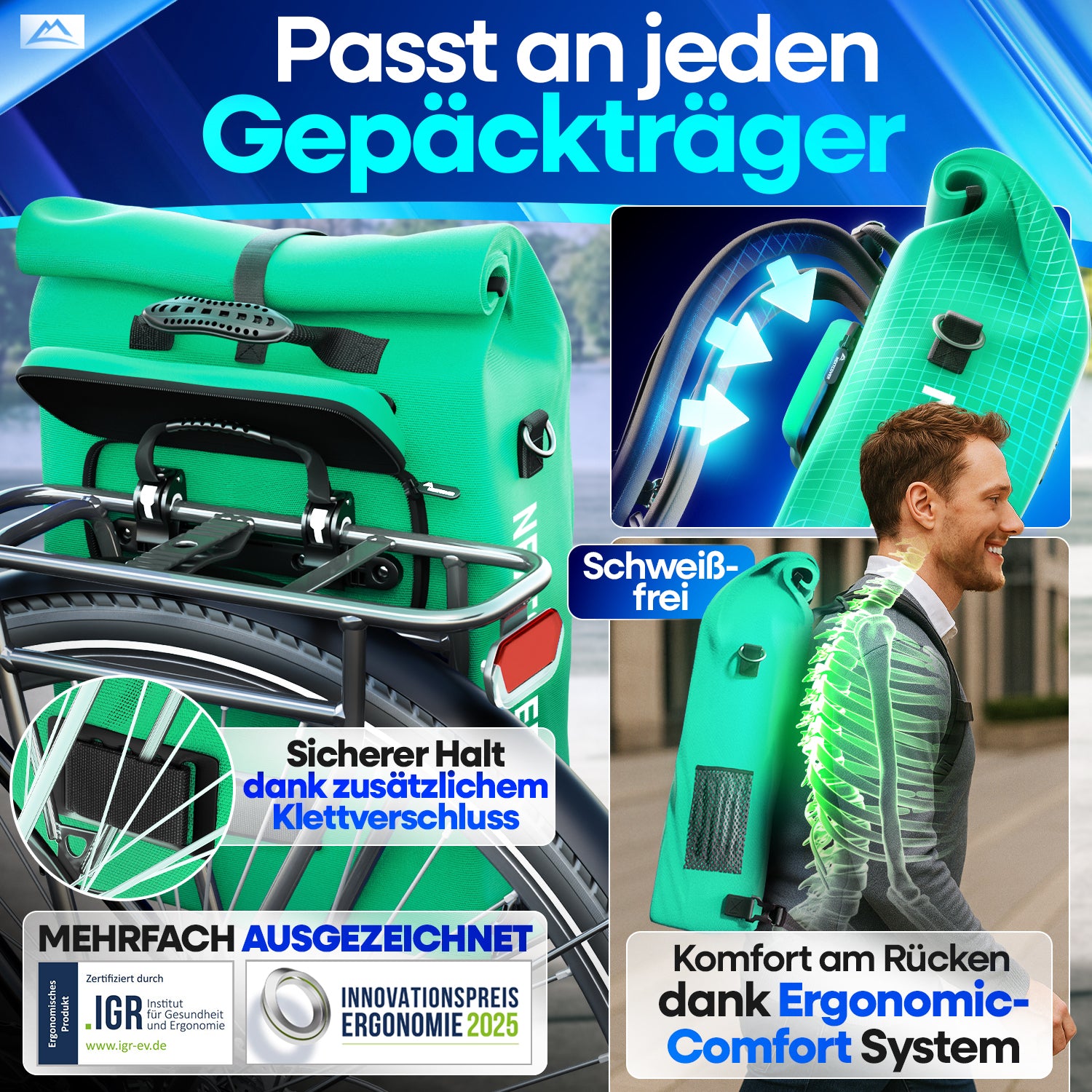 NextBag TPU 3in1 Fahrradrucksack - dein Begleiter für den Alltag