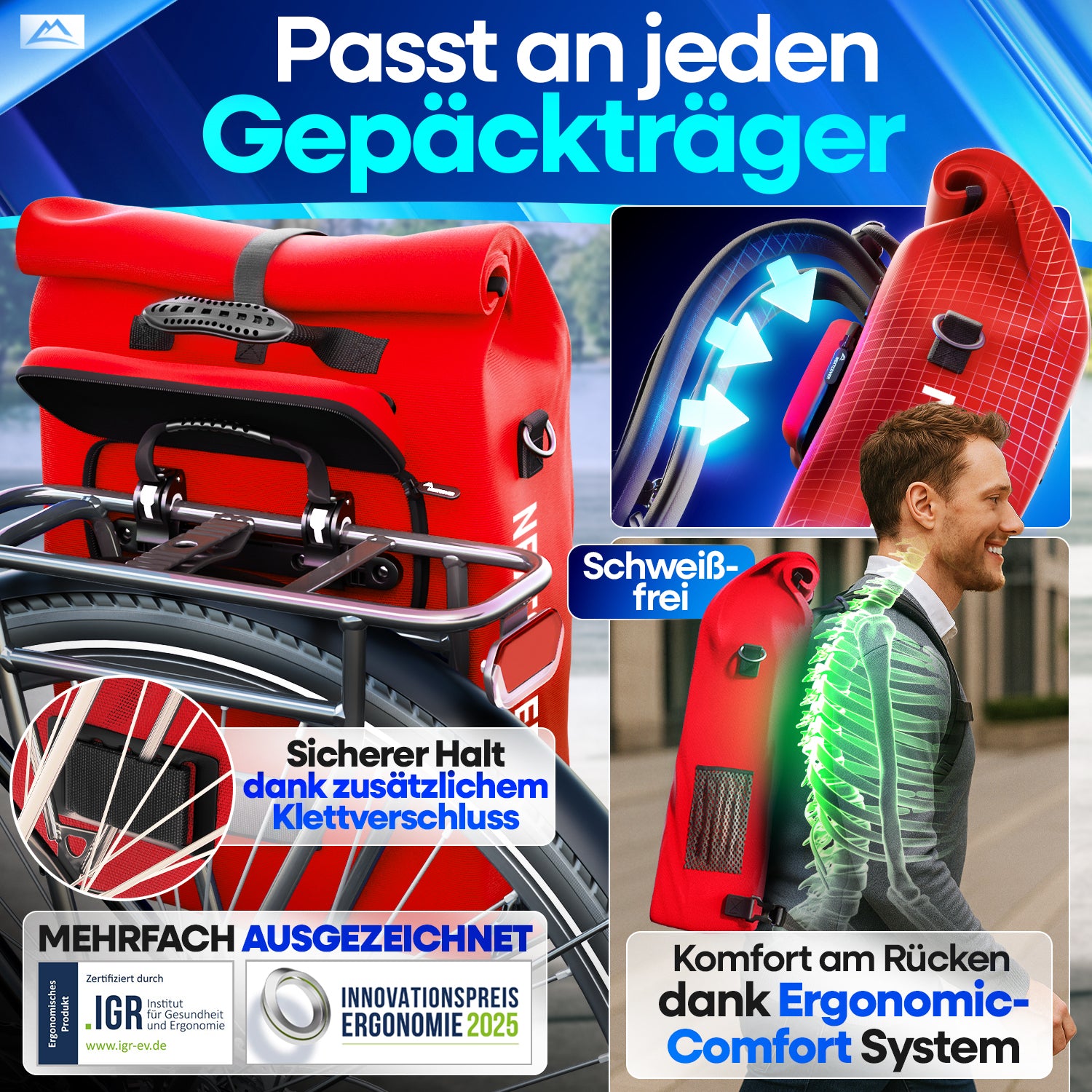 NextBag TPU 3in1 Fahrradrucksack - dein Begleiter für den Alltag