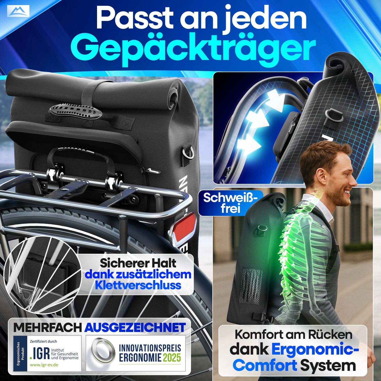 NextBag TPU 3in1 Fahrradrucksack - dein Begleiter für den Alltag