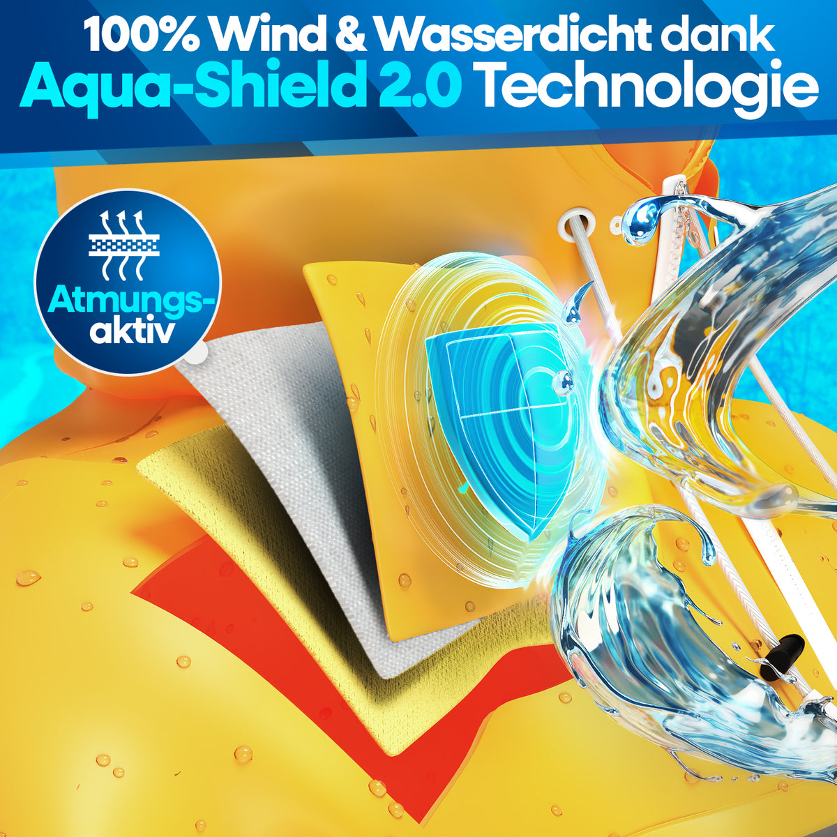 Nextcover Regenponcho mit innovativer Aqua-Shield 2.0 Technologie, 100 % wind- und wasserdicht, atmungsaktiv und mehrfach ausgezeichnet (Note 1,1 „Sehr gut“, nominiert für den Innovationspreis Ergonomie 2025).