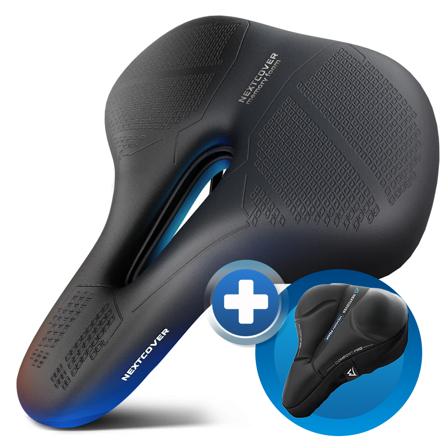 Schreibe mir einen SEO optimierten Alttext für dieses Bild des Bundles aus ComfortOne Sattel und CoverPro Sattelbezug