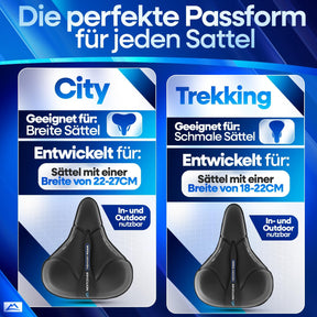 Nextcover CoverPro Sattelbezug – perfekte Passform für City- und Trekking-Sättel von 18–27 cm Breite, für In- und Outdoor-Nutzung geeignet.