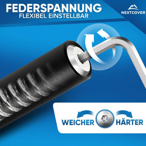 Gefederte Nextcover Sattelstütze mit flexibel einstellbarer Federspannung (weicher oder härter) für optimalen Fahrkomfort.