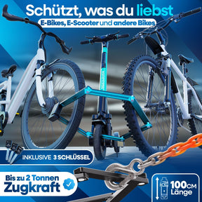 Nextcover Faltschloss (100 cm Länge) zum sicheren Abschließen von E-Bikes, E-Scootern und Fahrrädern, inklusive 3 Schlüsseln und bis zu 2 Tonnen Zugkraft für maximalen Diebstahlschutz.