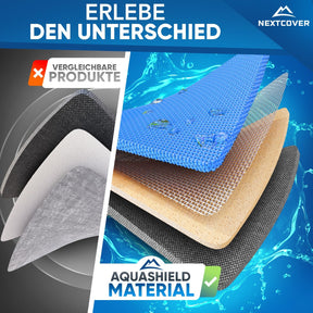 Vergleich der Nextcover Fahrradtasche mit innovativem AquaShield-Material und mehrlagiger, wasserabweisender Schutzschicht gegenüber herkömmlichen Produkten – für maximale Haltbarkeit und Wetterschutz.
