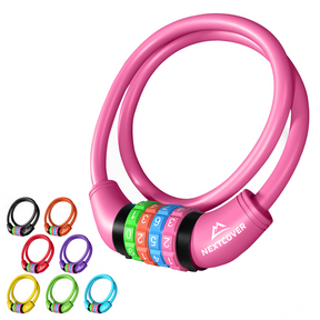 Nextcover Kinder Fahrradschloss mit buntem Zahlencode – sicheres, kindgerechtes Zahlenschloss in mehreren Farben, ausgezeichnet mit Note 1,2 „Sehr gut“, ideal für Kinderfahrräder und Familienausflüge.