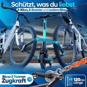 Nextcover Faltschloss (120 cm Länge) zum sicheren Abschließen von E-Bikes, E-Scootern und Fahrrädern, inklusive 3 Schlüsseln und bis zu 2 Tonnen Zugkraft für maximalen Diebstahlschutz.