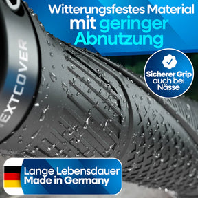 Nextcover Fahrradgriffe aus witterungsfestem Material mit sicherem Grip bei Nässe – langlebig, Made in Germany und besonders abnutzungsarm für maximalen Fahrkomfort.