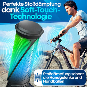 Nextcover Fahrradgriffe mit Soft-Touch-Technologie für perfekte Stoßdämpfung – entlasten Handgelenke und Handballen für mehr Komfort und Kontrolle beim Radfahren.