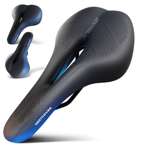 Ergonomischer Nextcover Fahrradsattel ComfortOne aus Memory-Schaum 3.0 in Schwarz und drei verschiedenen Größen (MTB, City, Trekking), inklusive gratis Sattelbezug und Montagewerkzeug für optimalen Fahrkomfort.