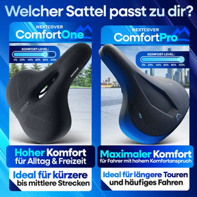 Nextcover Fahrradsattel Vergleich ComfortOne und ComfortPro mit Komfort Level Anzeige für Trekking und Alltag