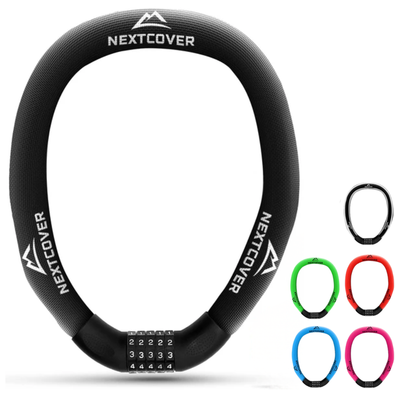 Robustes Nextcover Zahlenschloss für Fahrräder – in fünf stylischen Farben erhältlich, mit flexiblem Stahlkern und Textilschutz für sicheren Diebstahlschutz und langlebige Nutzung im Alltag.