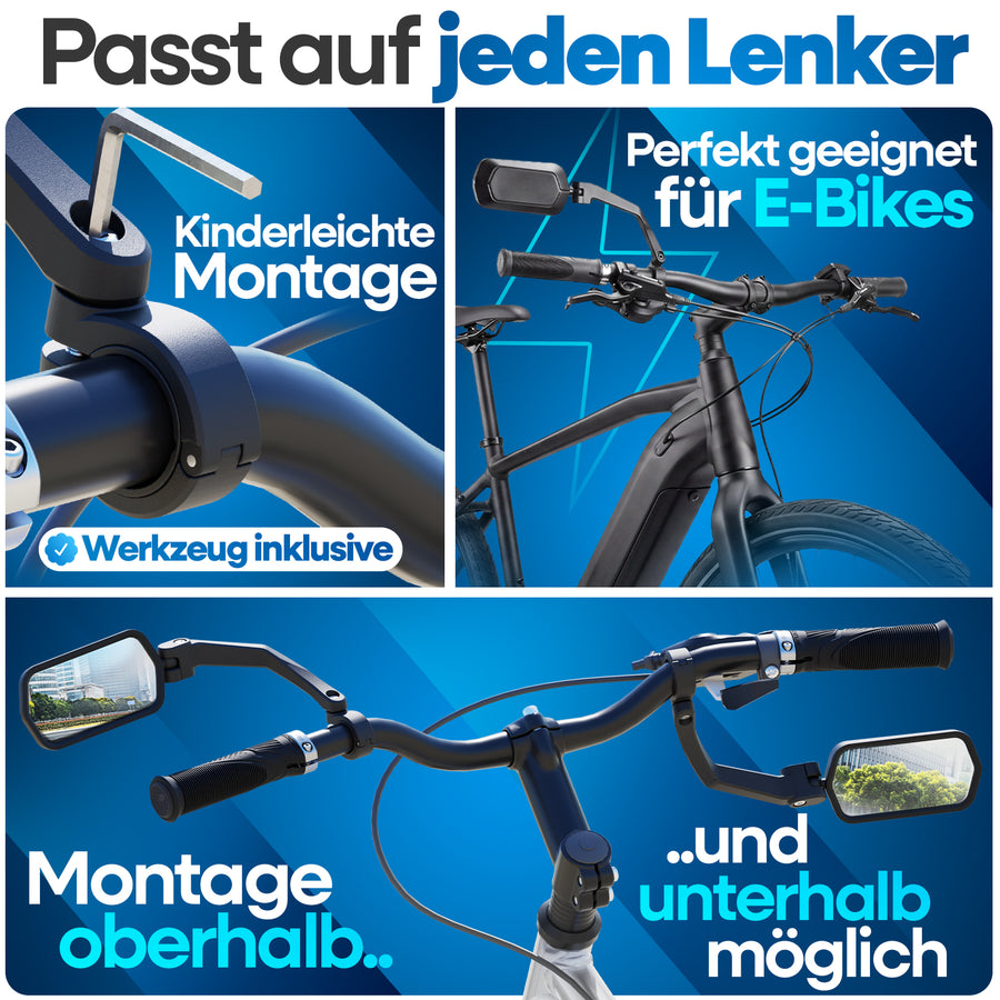 NEXTCOVER® Fahrradspiegel für Lenker mit Echtglas
