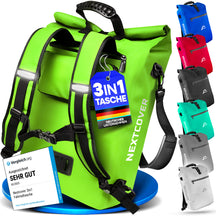 Wasserdichte 3-in-1 TPU Fahrradtasche von Nextcover mit Rucksackfunktion, Tragegriff und vielseitiger Befestigung – in 7 Farben erhältlich, ideal für Pendler, Touren und Outdoor-Abenteuer.