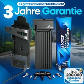 Nextcover FoldOne 120 cm Faltschloss mit Halterung, drei Schlüsseln und Verpackung – robustes Fahrradschloss mit 3 Jahren Garantie, hoher Sicherheit und über 200.000 zufriedenen Kunden. Ideal für E-Bikes und Cityräder.