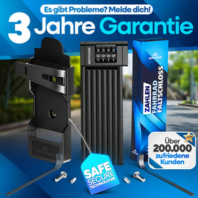 Nextcover faltbares Fahrradschloss mit 3-Jahres-Garantie, inklusive Halterung, Montagematerial, vertraut von über 200.000 zufriedenen Kunden.