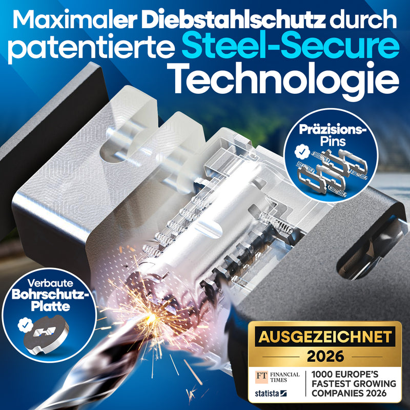 Faltschloss mit SteelSecure-Technologie