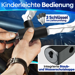 Nextcover Fahrrad-Kettenschloss in reflektierend mit 3 Schlüsseln im Lieferumfang – Kinderleichte Bedienung und integrierte Staub- sowie Wasserschutzkappe für langlebigen Schließkomfort.