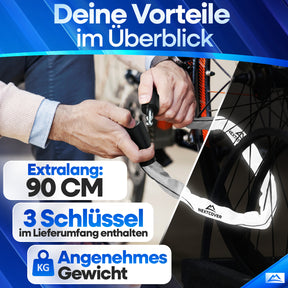 Extralanges Nextcover Kettenschloss (90 cm) für Fahrräder & E-Bikes – Hoher Diebstahlschutz durch 100.000 Code-Kombinationen und geringes Gewicht für den einfachen Transport.