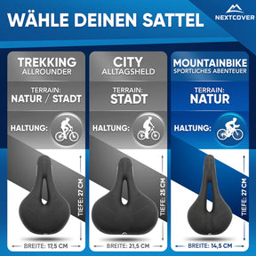 Nextcover ComfortSets™ – Fahrradsattel & Sattelstütze mit Federung | (E-Bike / Sport)