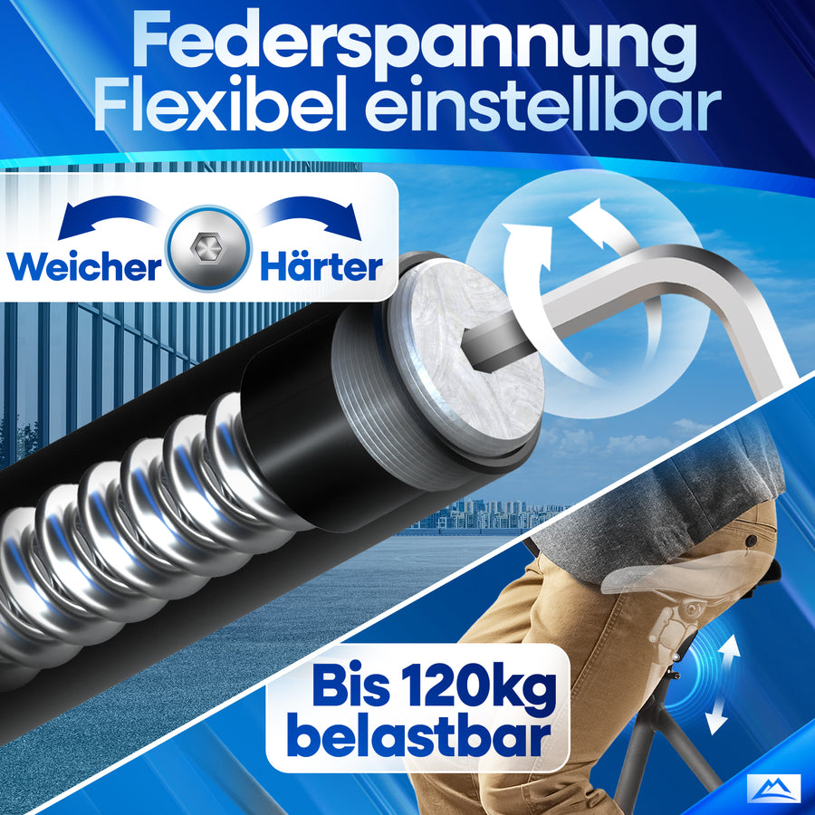 Gefederte Nextcover Sattelstütze mit flexibel einstellbarer Federspannung (weicher oder härter) für optimalen Fahrkomfort.