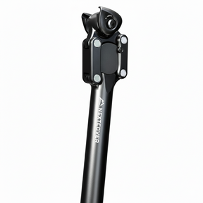 Nextcover gefederte Parallelogramm Fahrrad-Sattelstütze in Schwarz, aus robustem Aluminium und stufenlos einstellbar für optimalen Fahrkomfort auf jedem Gelände.