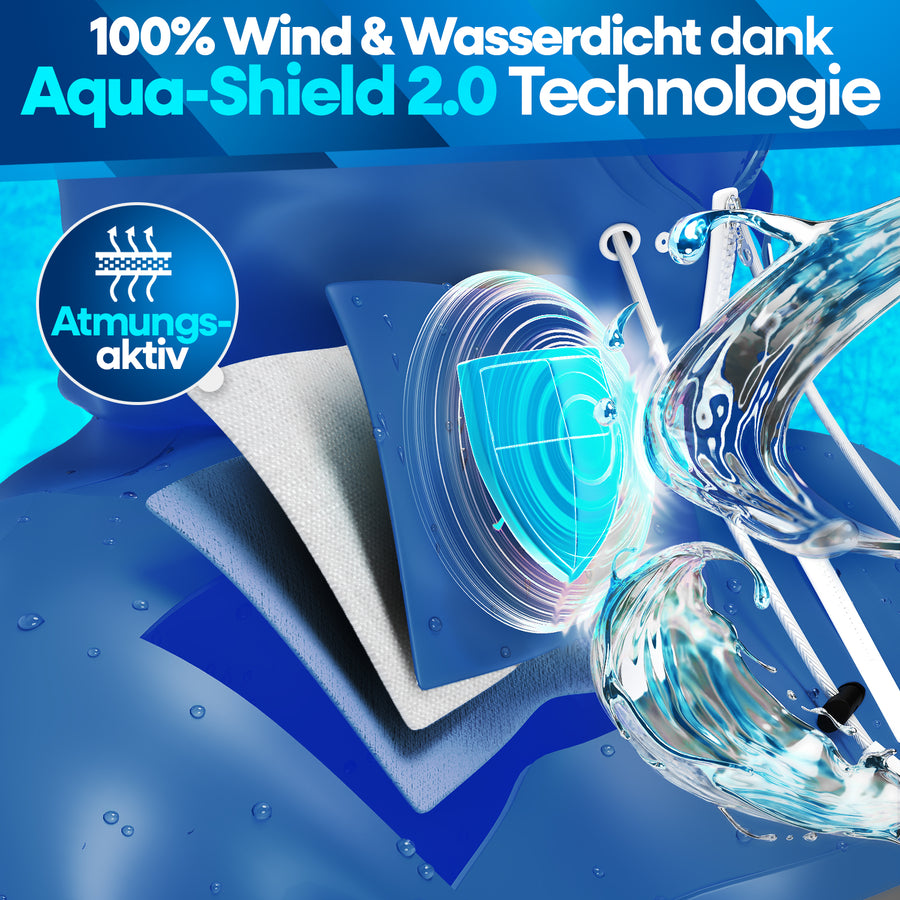 Nextcover Regenponcho mit innovativer Aqua-Shield 2.0 Technologie, 100 % wind- und wasserdicht, atmungsaktiv und mehrfach ausgezeichnet (Note 1,1 „Sehr gut“, nominiert für den Innovationspreis Ergonomie 2025).