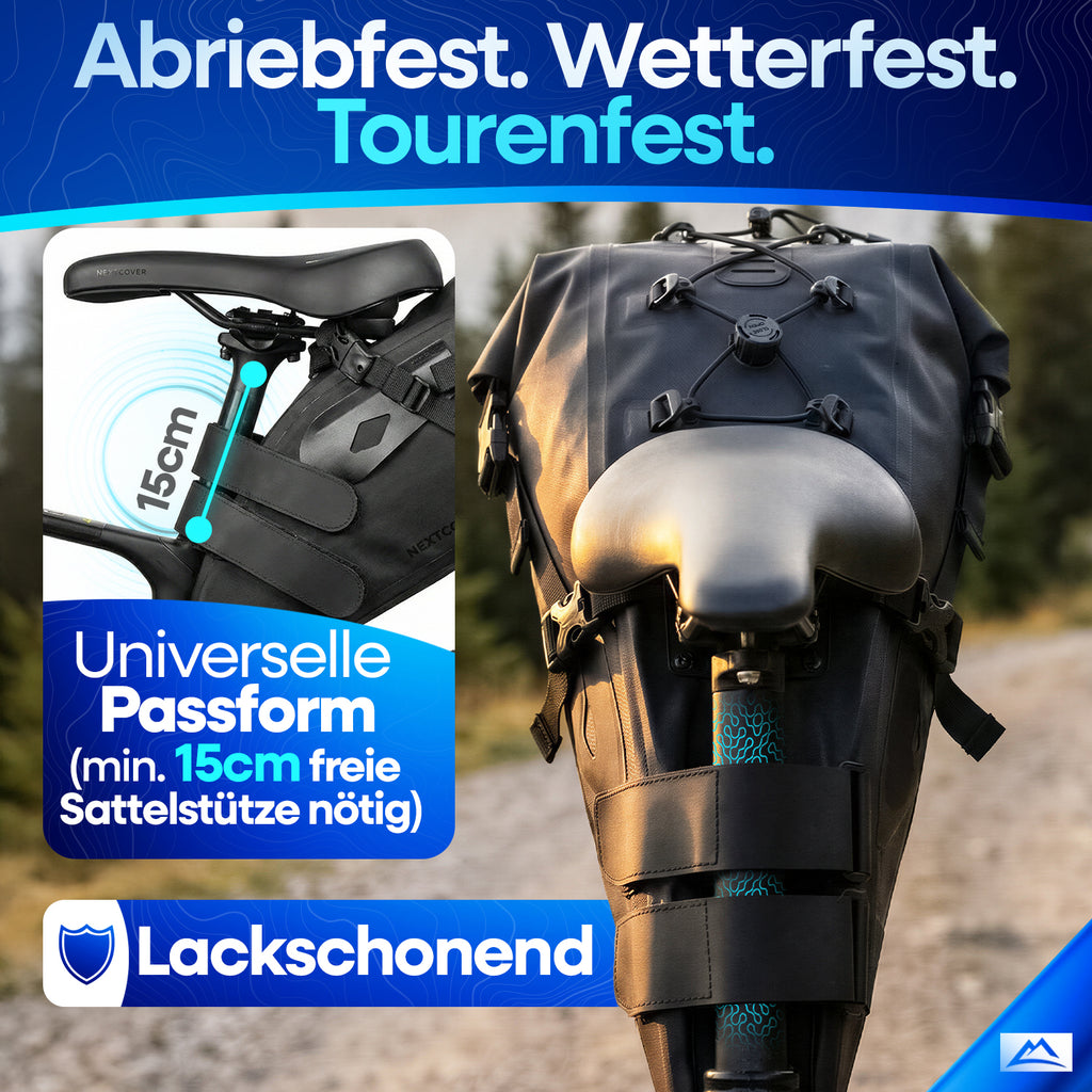 Bikepacking Satteltasche – wasserdicht & bereit für jedes Abenteuer