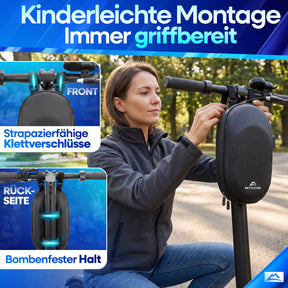 Nextcover Lenkertasche mit strapazierfähigen Klettverschlüssen vorne und hinten für bombenfesten Halt und kinderleichte Montage am E-Scooter Lenker
