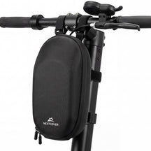 Nextcover E-Scooter Lenkertasche in Schwarz mit robustem Hartschalengehäuse und Klettverschluss zur Befestigung am Scooter Lenker