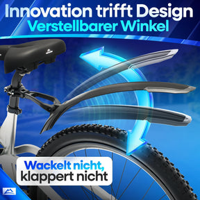 Nextcover Fahrrad-Schutzblech mit verstellbarem Winkel – innovatives Design für individuellen Spritzschutz, wackelfrei und klapperfrei auch bei holprigen Strecken. Ideal für Mountainbikes und Trekkingräder.